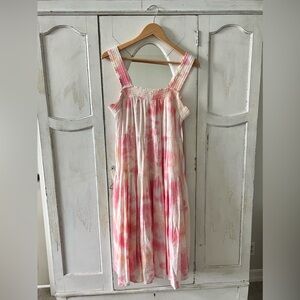 Pink and White Tie-Dye Sundress